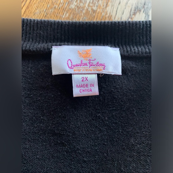 Vintage Quacker Factory Sweater 2X Embellishments Embroidered Bees FLAWS** - Picture 9 of 10